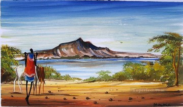 Sur la plage de l’Afrique Peinture à l'huile